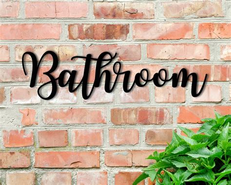 metal bath sign with bracket|Double.